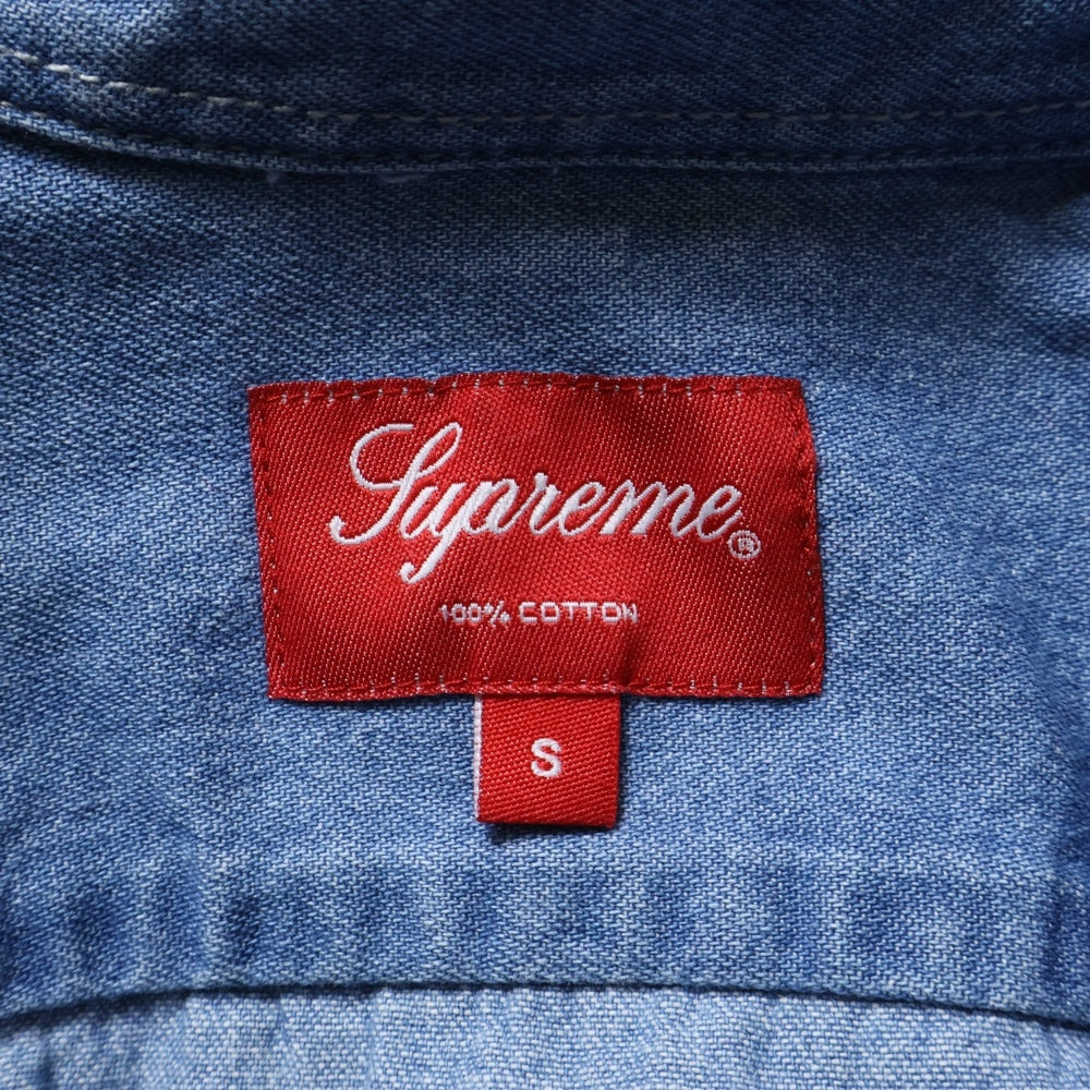 SUPREME(シュプリーム) 21AW Applique Denim Shirt アプリケ バックロゴデザイン 胸ポケット デニム 長袖シャツ インディゴ