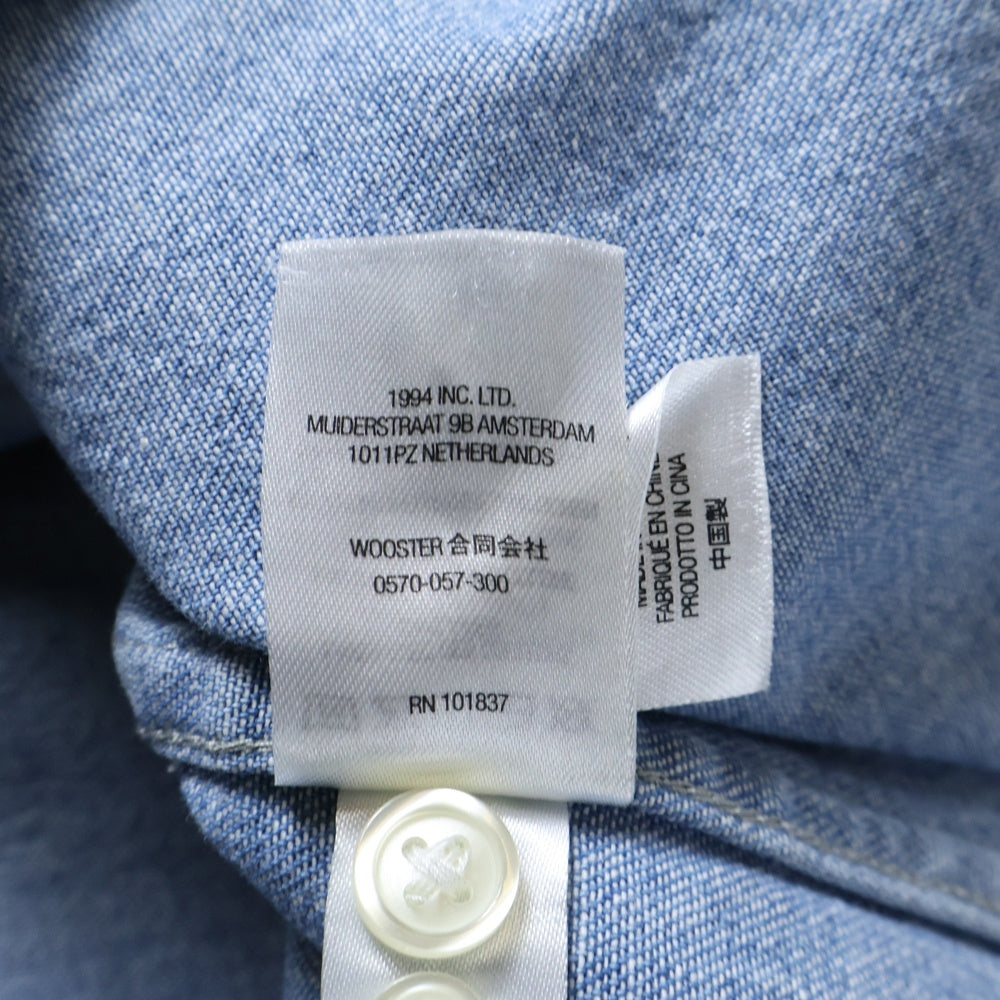 SUPREME(シュプリーム) 21AW Applique Denim Shirt アプリケ バックロゴデザイン 胸ポケット デニム 長袖シャツ インディゴ