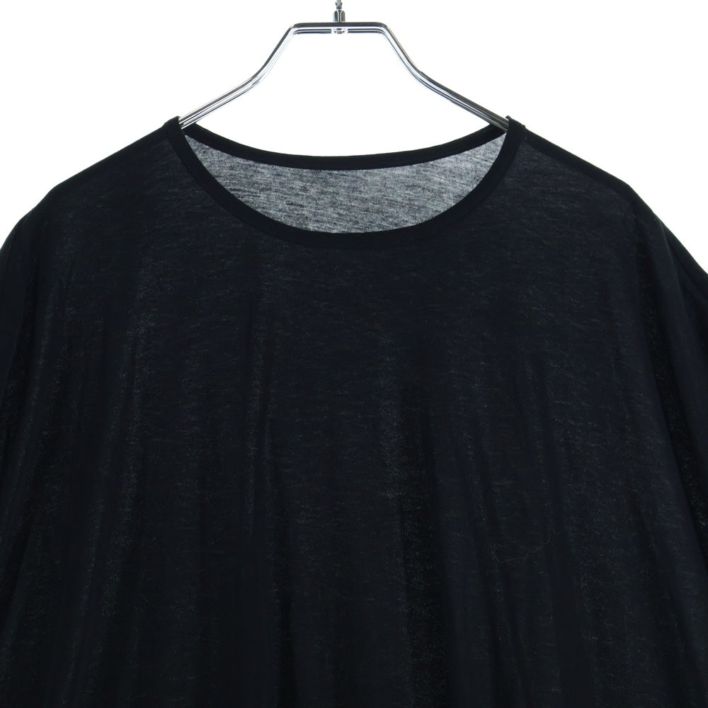 Y's(ワイズ) COTTON JERSEY HEM FITTED T コットンジャージー アシンメトリー 裾ドローコード 半袖Tシャツ カットソー ブラック レディース YP-T71-068