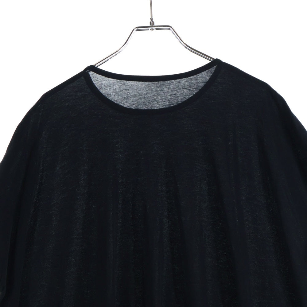 Y's(ワイズ) COTTON JERSEY HEM FITTED T コットンジャージー アシンメトリー 裾ドローコード 半袖Tシャツ カットソー ブラック レディース YP-T71-068