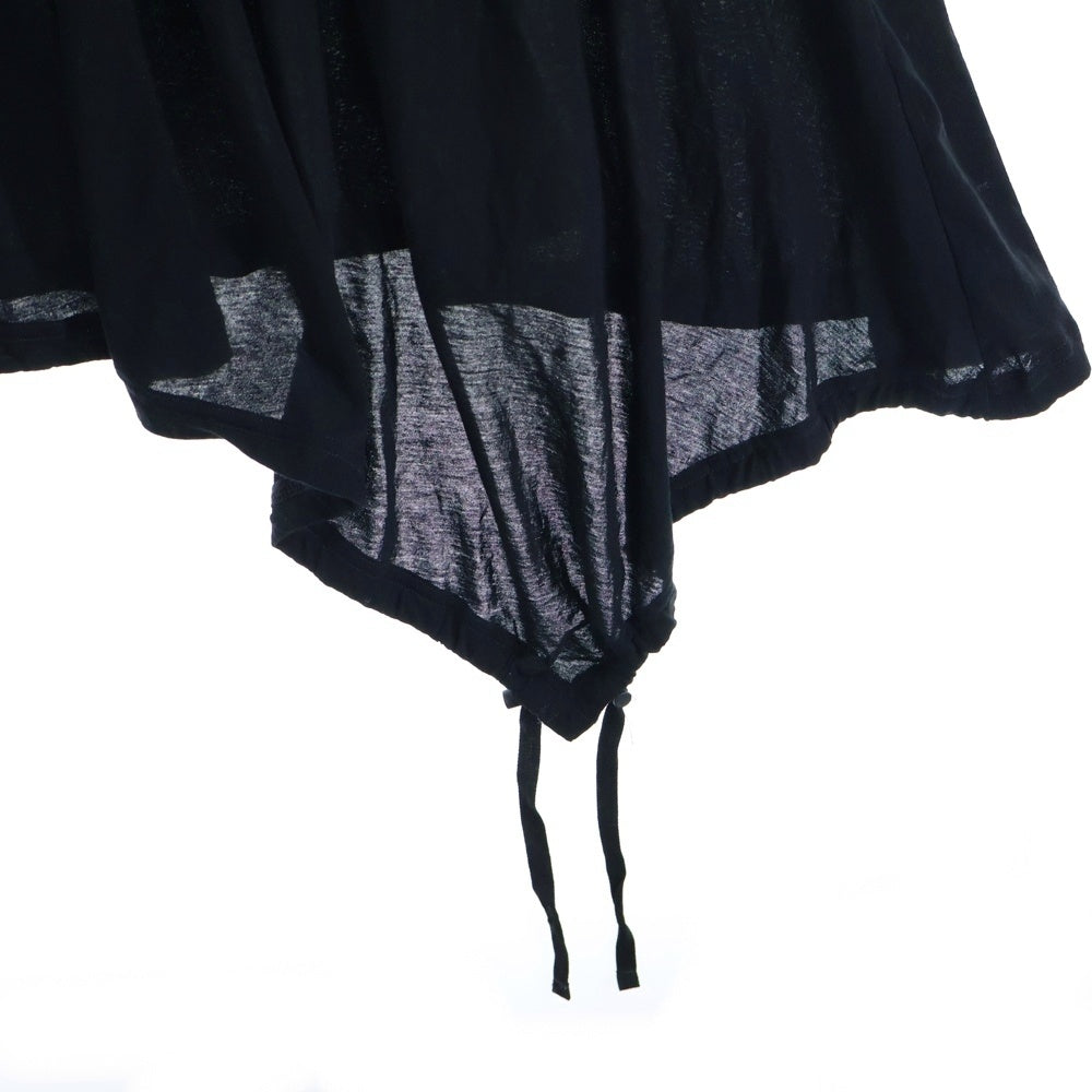 Y's(ワイズ) COTTON JERSEY HEM FITTED T コットンジャージー アシンメトリー 裾ドローコード 半袖Tシャツ カットソー ブラック レディース YP-T71-068