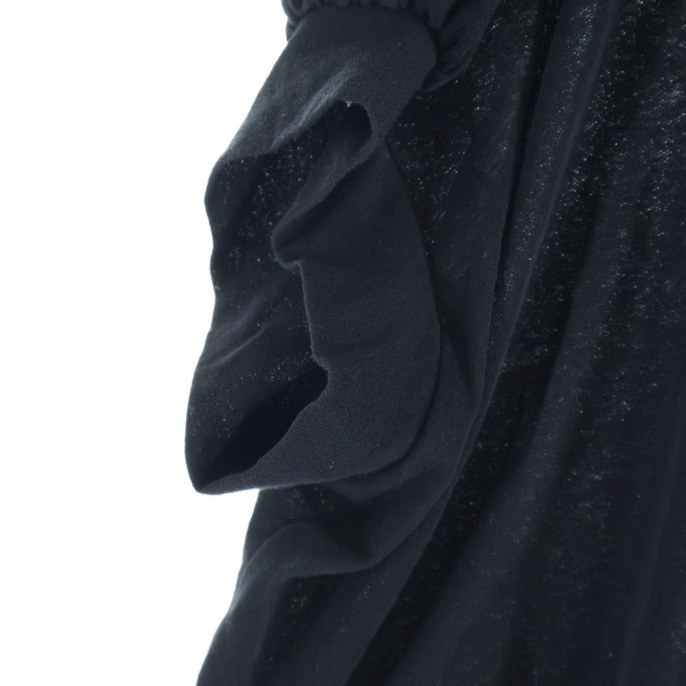 Y's(ワイズ) COTTON JERSEY HEM FITTED T コットンジャージー アシンメトリー 裾ドローコード 半袖Tシャツ カットソー ブラック レディース YP-T71-068