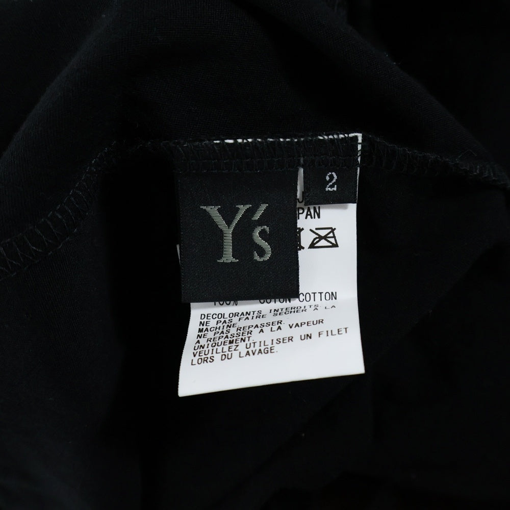 Y's(ワイズ) COTTON JERSEY HEM FITTED T コットンジャージー アシンメトリー 裾ドローコード 半袖Tシャツ カットソー ブラック レディース YP-T71-068