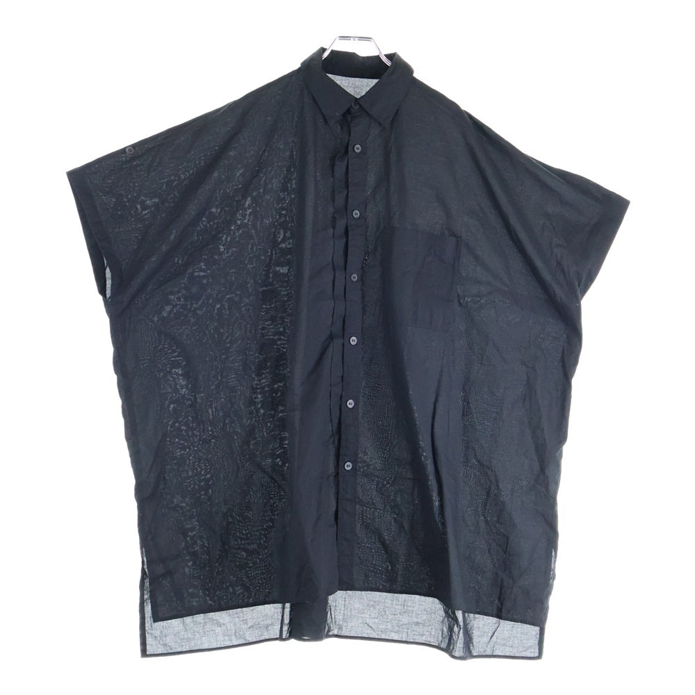 Y's(ワイズ) COTTON LAWN HALF SLEEVE BLOUSE コットン ローン 変形パターン 半袖シャツ ブラウス ブラック レディース YD-B27-030