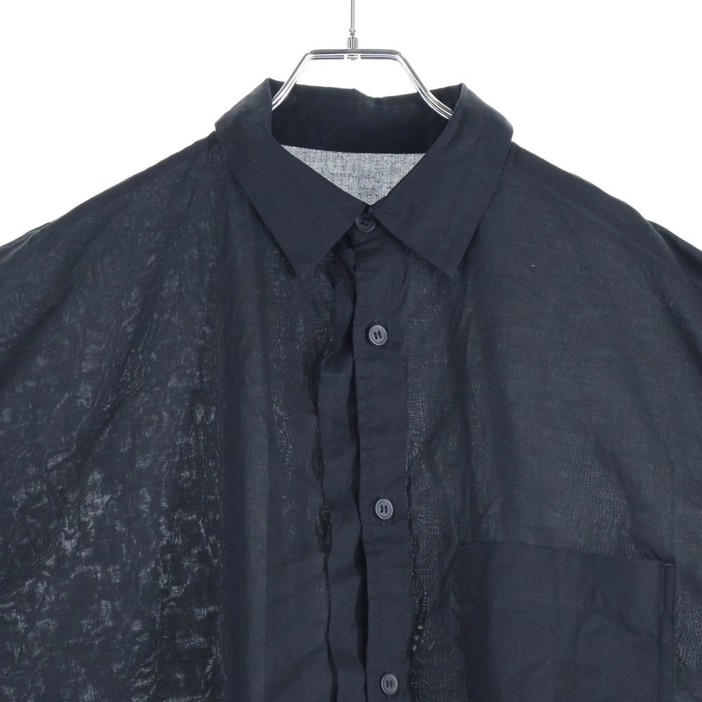 Y's(ワイズ) COTTON LAWN HALF SLEEVE BLOUSE コットン ローン 変形パターン 半袖シャツ ブラウス ブラック レディース YD-B27-030