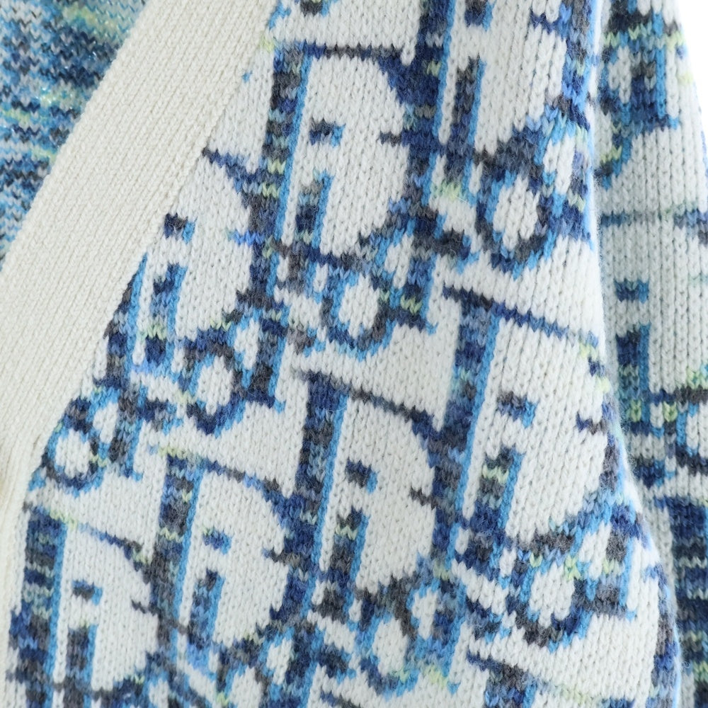 DIOR(ディオール) オブリーク総柄 ウールニット ジャガード カーディガン ブルー/アイボリー 213M233AT662