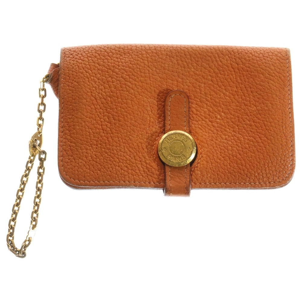HERMES(エルメス) ドゴン コンパクト レザー カードケースブラウン □G刻印 ゴールド金具