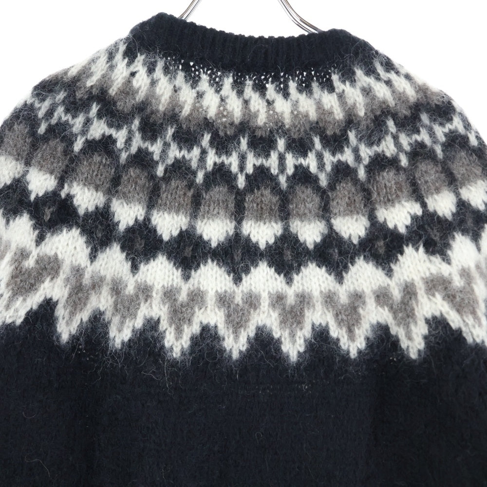 BATONER(バトナ―) 19AW MOHAIR NORDIC CREW NECK モヘヤ混 ノルディックウールニットセーター ブラック BN-19FM-046