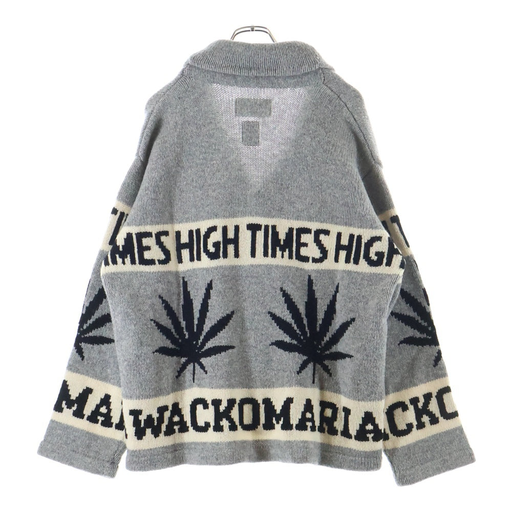 WACKO MARIA(ワコマリア) 24AW HIGHTIMES COWICHAN SWEATER ハイタイムス 総柄 カウチンニットセーター グレー HIGHTIMES-WM-KN04