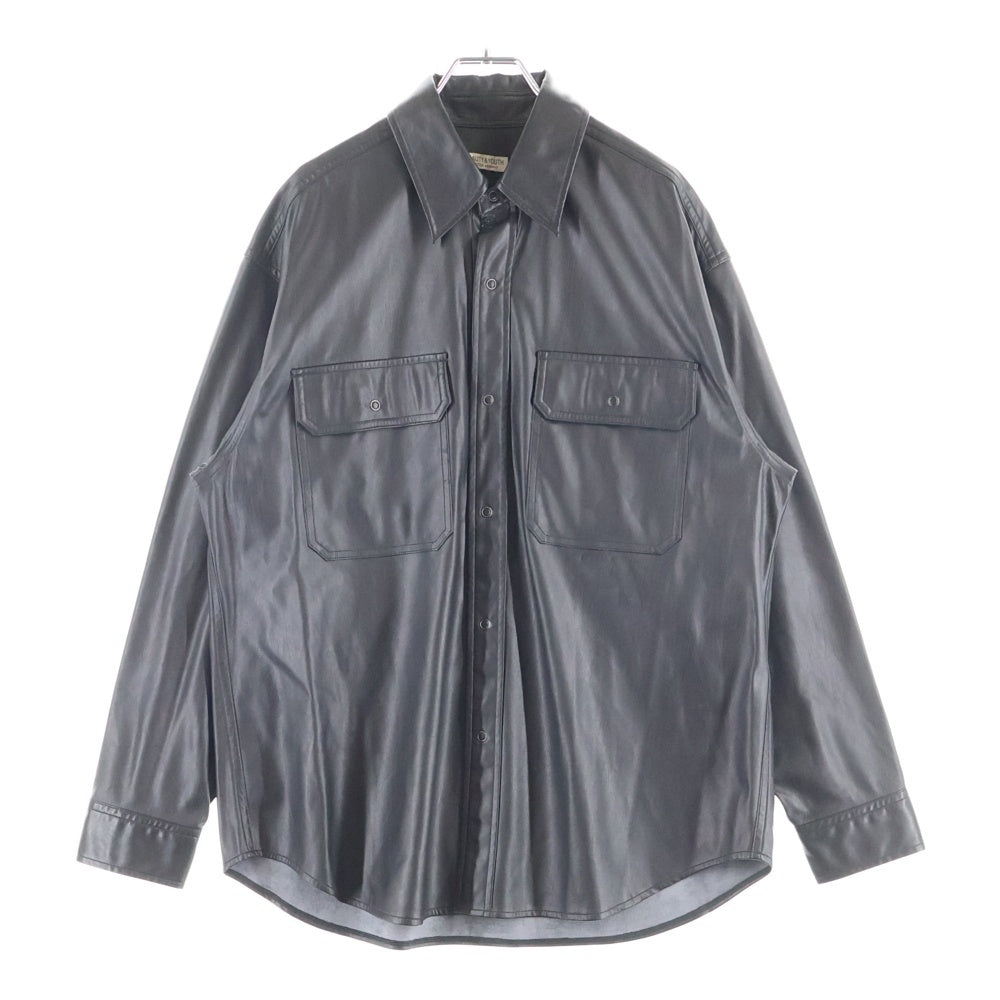 BEAUTY&YOUTH UNITED ARROWS(ビューティーアンドユースユナイテッドアローズ) 2POC フェイクレザー 長袖ビッグシルエットシャツ ブラック 1211-149-7739