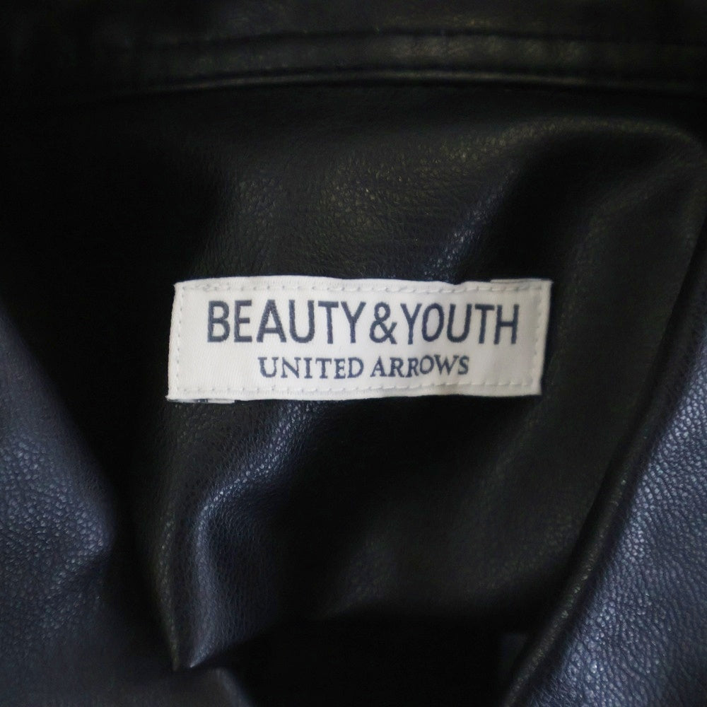 BEAUTY&YOUTH UNITED ARROWS(ビューティーアンドユースユナイテッドアローズ) 2POC フェイクレザー 長袖ビッグシルエットシャツ ブラック 1211-149-7739