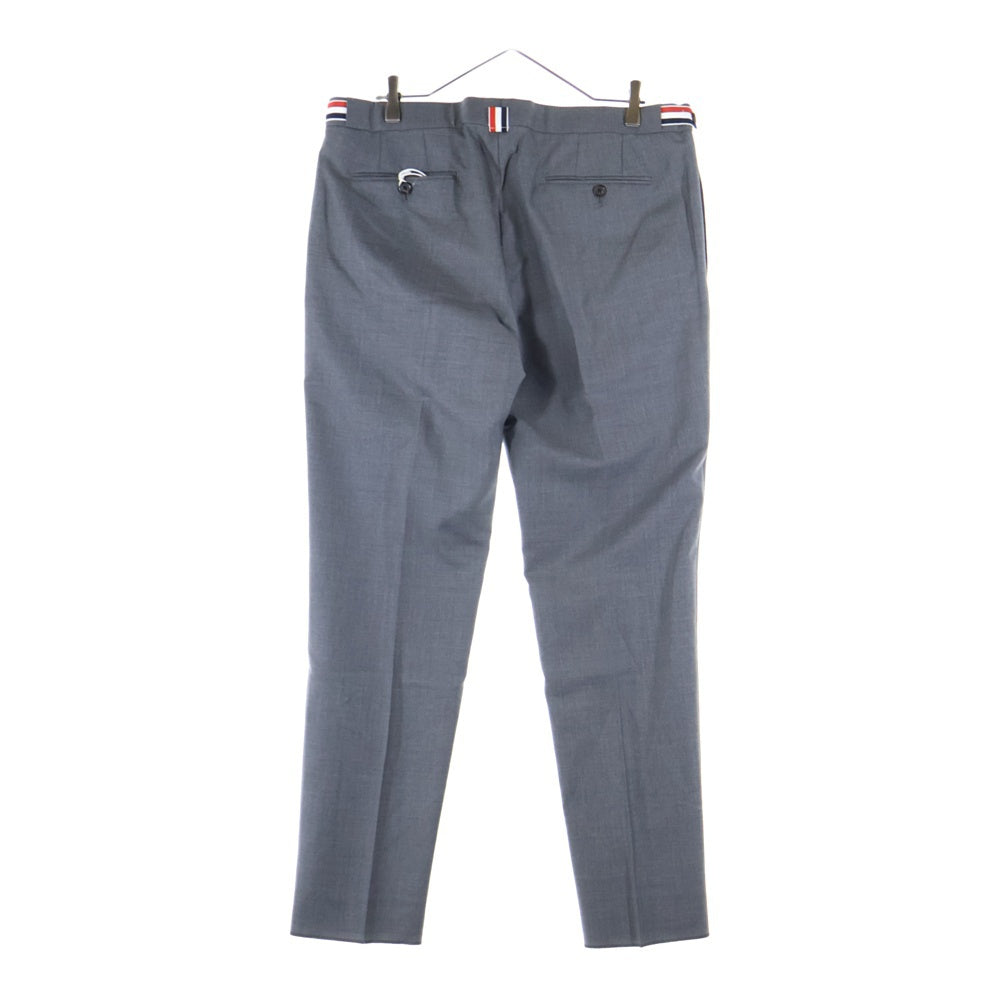THOM BROWNE(トムブラウン) TWILL LOW RISE TROUSER ウールピケ スーチング スリムローライズ ノータック トラウザーパンツ グレー MTC159A-00626