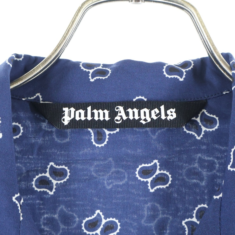 Palm Angels(パームエンジェルス) 24SS PAISLEY BOWLING SHIRT ペイズリー柄 ボーリング オープンカラー半袖シャツ ネイビー PMGG005S24FAB006