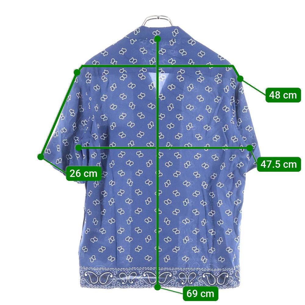 Palm Angels(パームエンジェルス) 24SS PAISLEY BOWLING SHIRT ペイズリー柄 ボーリング オープンカラー半袖シャツ ネイビー PMGG005S24FAB006
