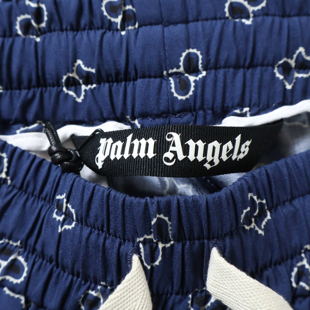 Palm Angels(パームエンジェルス) 24SS PAISLEY DRAWSTRING SHORT ペイズリー柄 ドローストリング ショーツ ハーフパンツ ネイビー PMCB034S24FAB005