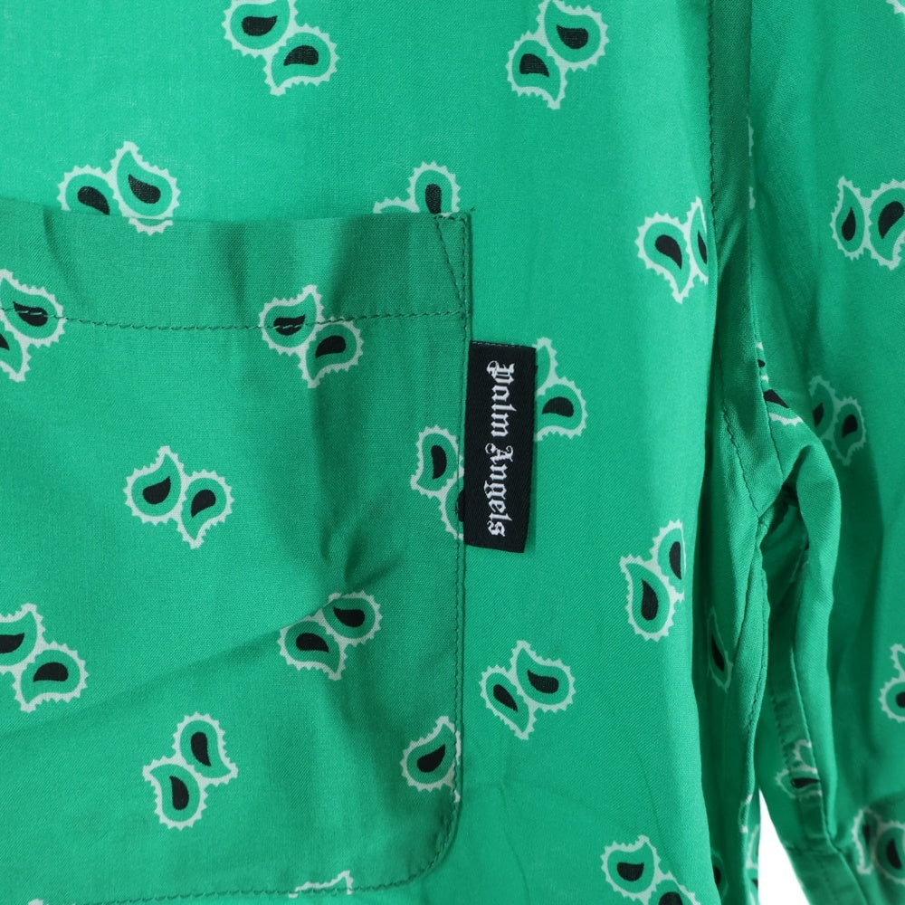 Palm Angels(パームエンジェルス) 24SS PAISLEY BOWLING SHIRT ペイズリー柄 ボーリング オープンカラー半袖シャツ グリーン PMGG005S24FAB006