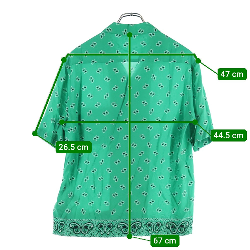 Palm Angels(パームエンジェルス) 24SS PAISLEY BOWLING SHIRT ペイズリー柄 ボーリング オープンカラー半袖シャツ グリーン PMGG005S24FAB006