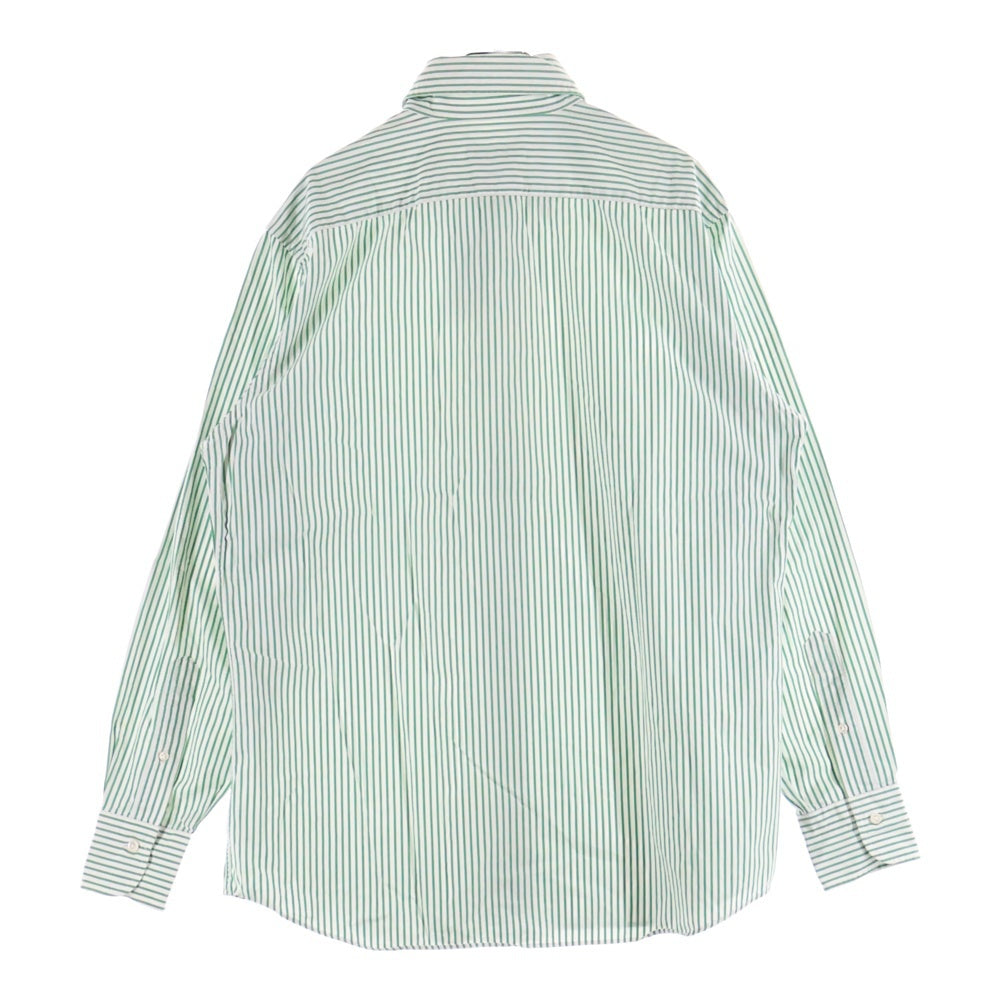 TOMORROWLAND(トゥモローランド) CARIBBEAN COTTON ストライプ柄 コットン ボタンダウン 長袖シャツ ホワイト/グリーン