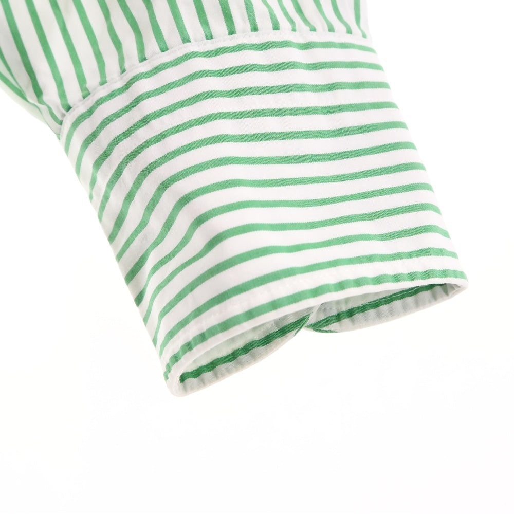 TOMORROWLAND(トゥモローランド) CARIBBEAN COTTON ストライプ柄 コットン ボタンダウン 長袖シャツ ホワイト/グリーン
