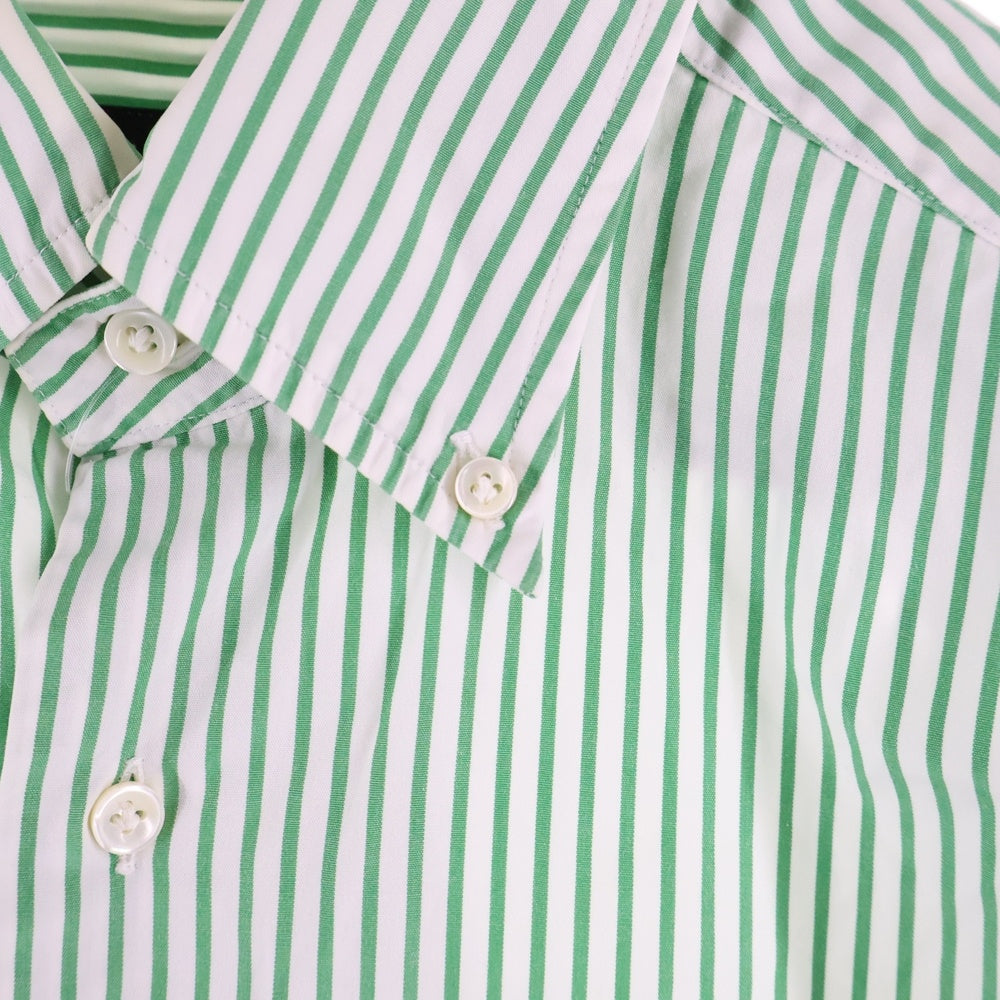 TOMORROWLAND(トゥモローランド) CARIBBEAN COTTON ストライプ柄 コットン ボタンダウン 長袖シャツ ホワイト/グリーン