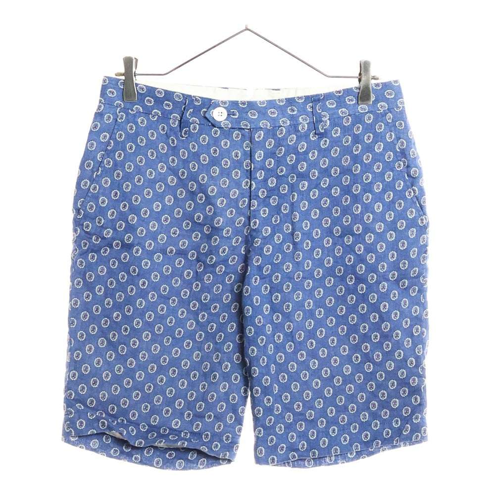 BEAMS Lights(ビームスライツ) 総柄 リネンショーツ ハーフパンツ ブルー