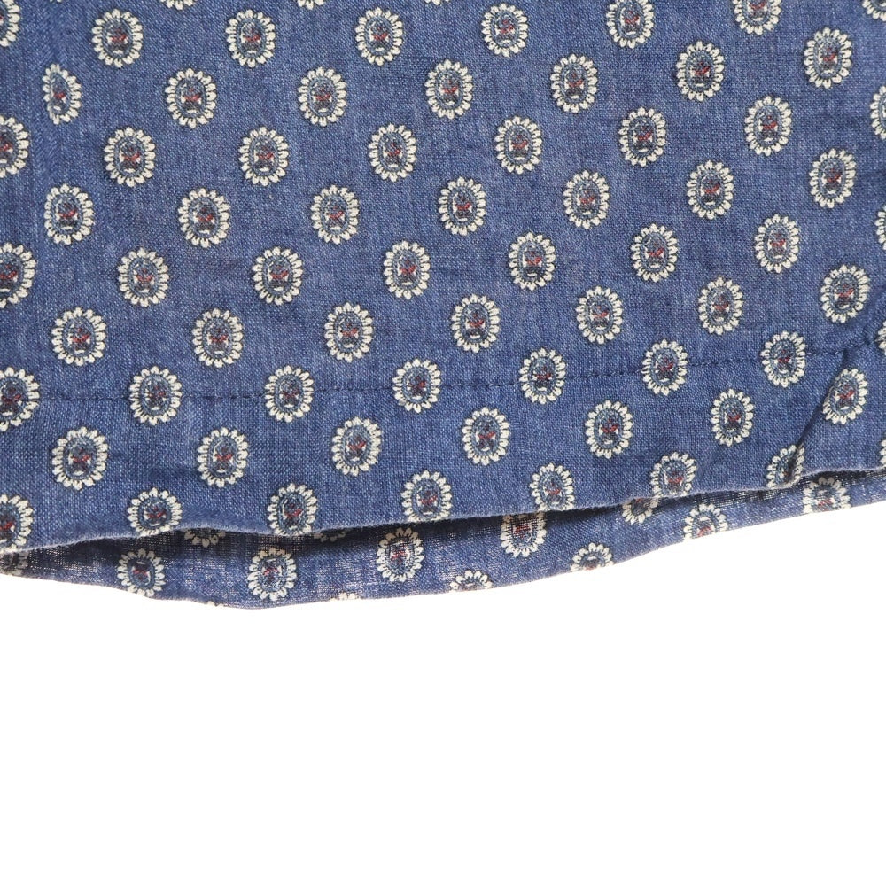 BEAMS Lights(ビームスライツ) 総柄 リネンショーツ ハーフパンツ ブルー