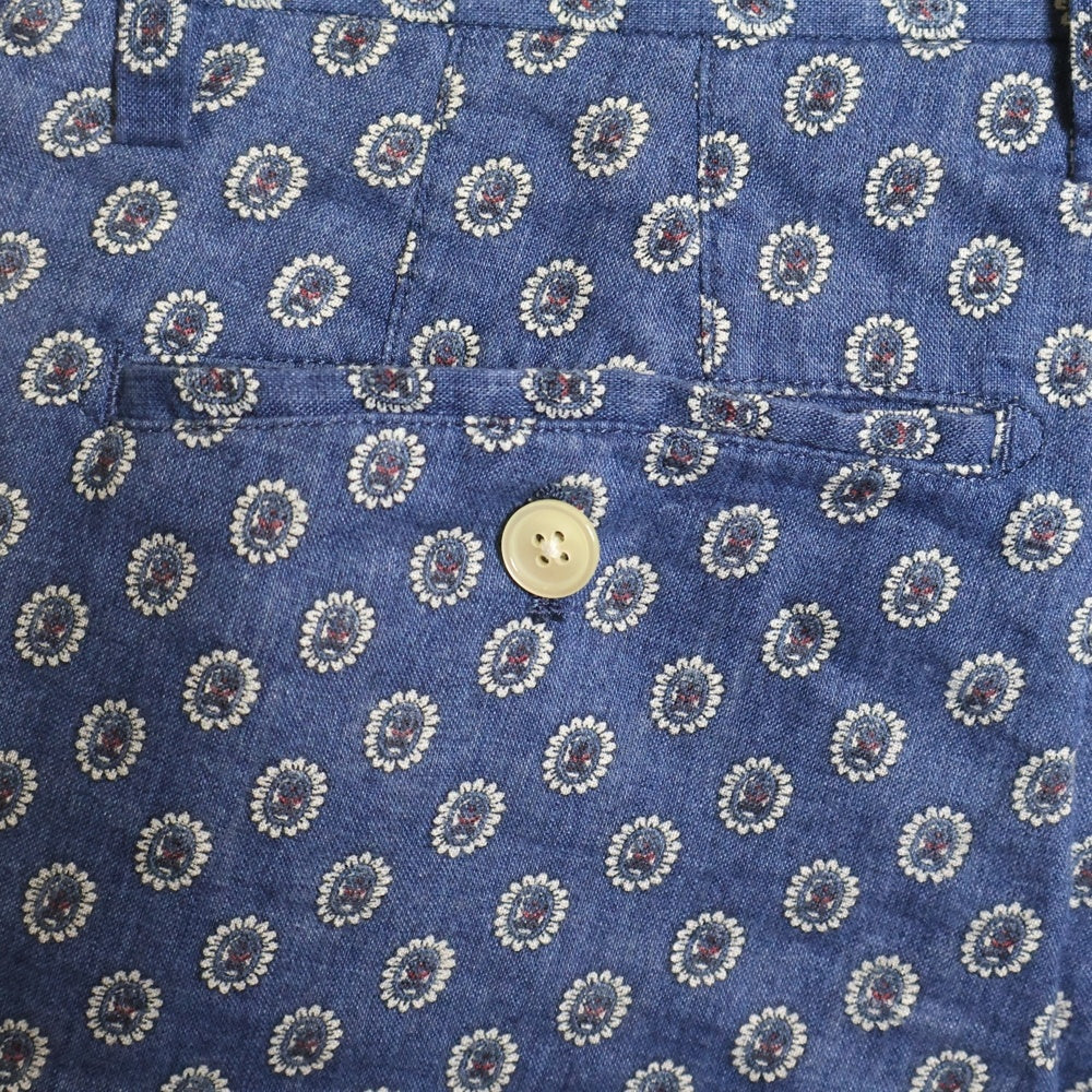 BEAMS Lights(ビームスライツ) 総柄 リネンショーツ ハーフパンツ ブルー