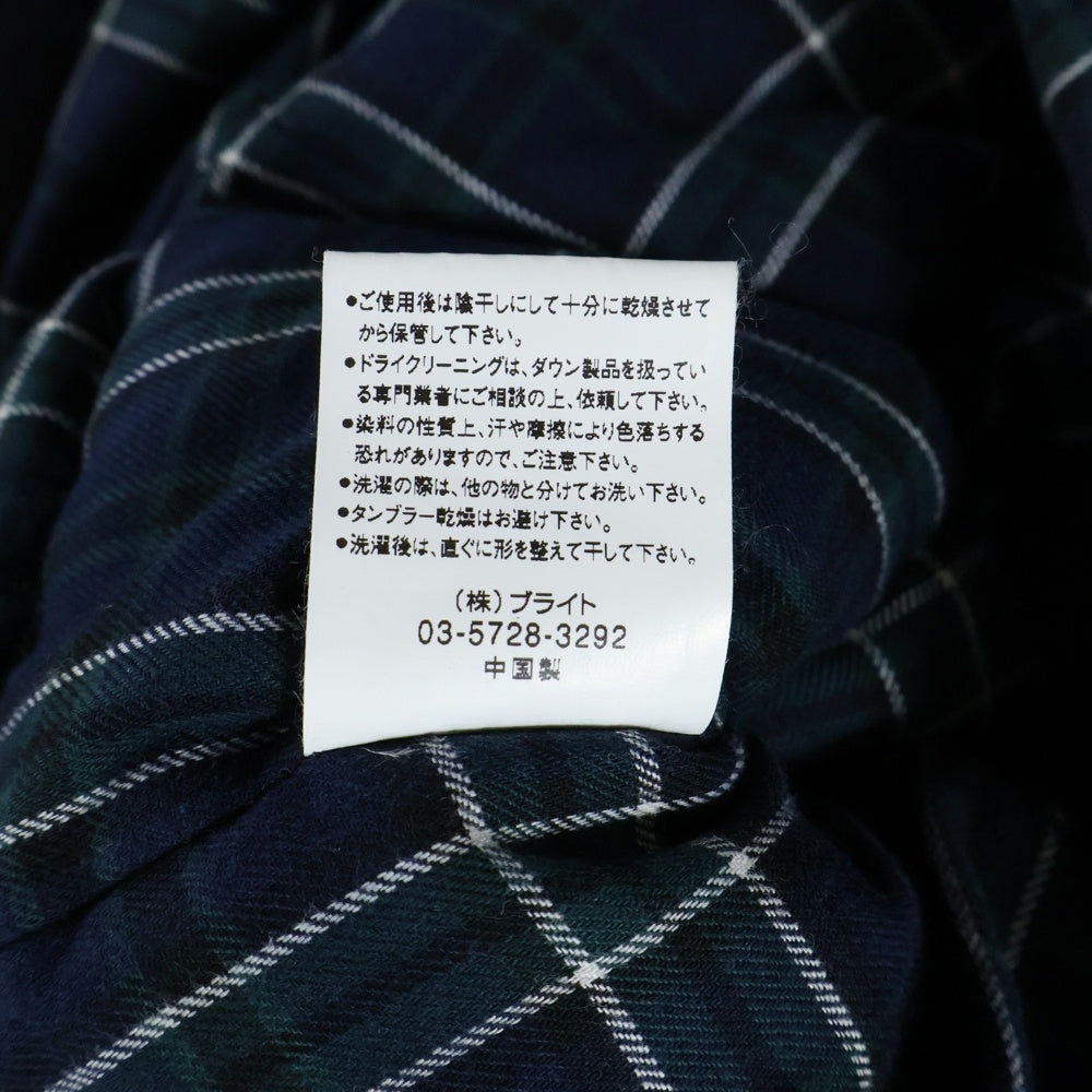 NO BRAND(ノーブランド) SLICK スリック 裏チェック柄 フーデッドダウンジャケット ブラック