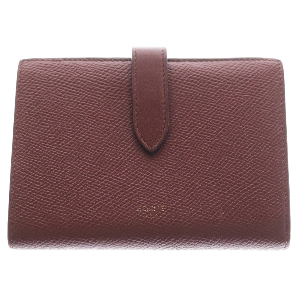 CELINE(セリーヌ) ミディアム ストラップ レザー ウォレット ボルドー