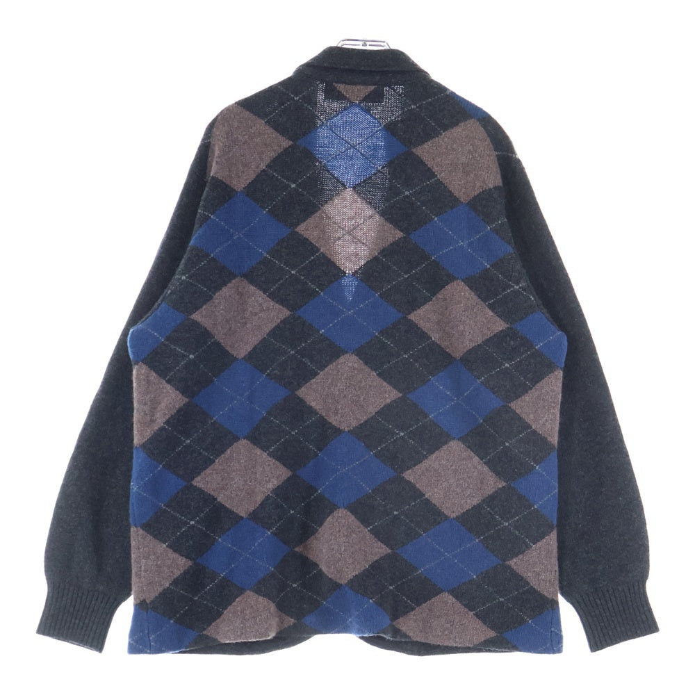 UNDERCOVER(アンダーカバー) 21AW CA INTARSIA ARGYLE KNIT JKT インターシア アーガイル柄 ニットジャケット カーディガン ブラウン UC2A4103