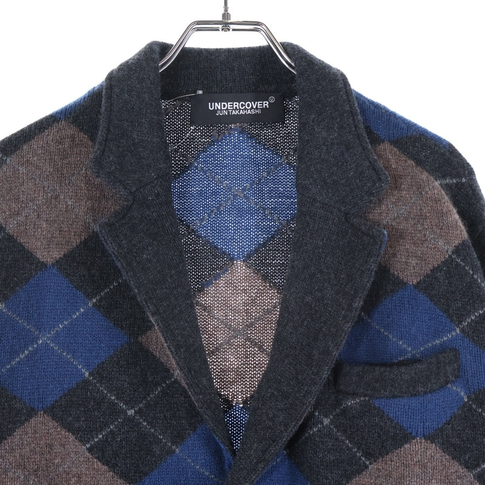 UNDERCOVER(アンダーカバー) 21AW CA INTARSIA ARGYLE KNIT JKT インターシア アーガイル柄 ニットジャケット カーディガン ブラウン UC2A4103