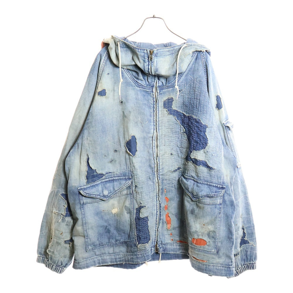 anachronorm(アナクローム) DUAL DENIM REMAKED FULLZIP PARKA AN340-R デュアルデニム リメイクド フルジップパーカー インディゴ