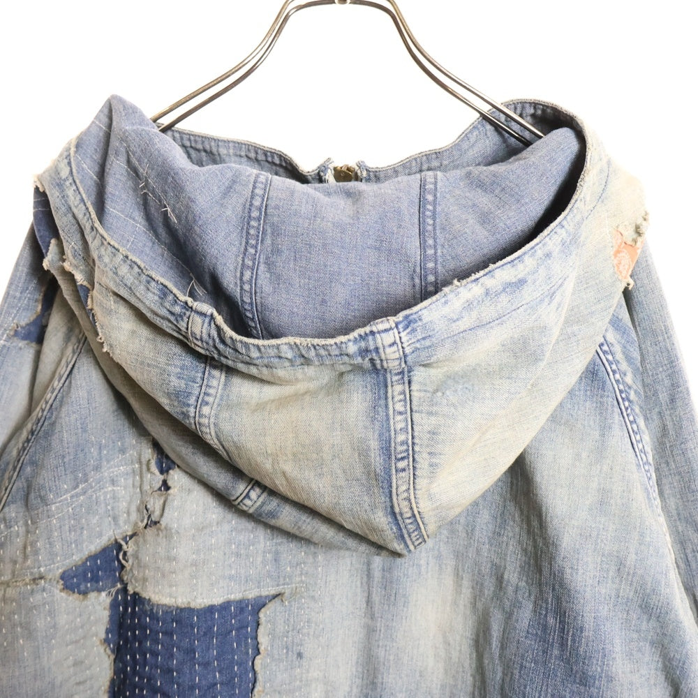 anachronorm(アナクローム) DUAL DENIM REMAKED FULLZIP PARKA AN340-R デュアルデニム リメイクド フルジップパーカー インディゴ