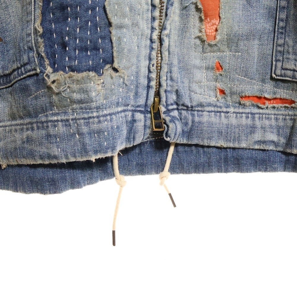 anachronorm(アナクローム) DUAL DENIM REMAKED FULLZIP PARKA AN340-R デュアルデニム リメイクド フルジップパーカー インディゴ