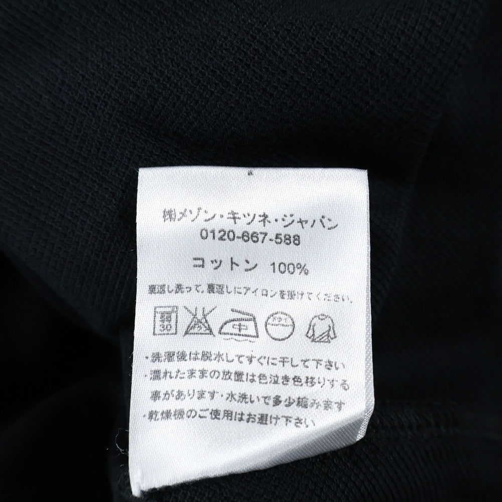 MAISON KITSUNE(メゾンキツネ) POLO TRICOLOR FOX PATCH トリコロールフォックス刺繍 コットン 半袖ポロシャツ ブラック SS17M709