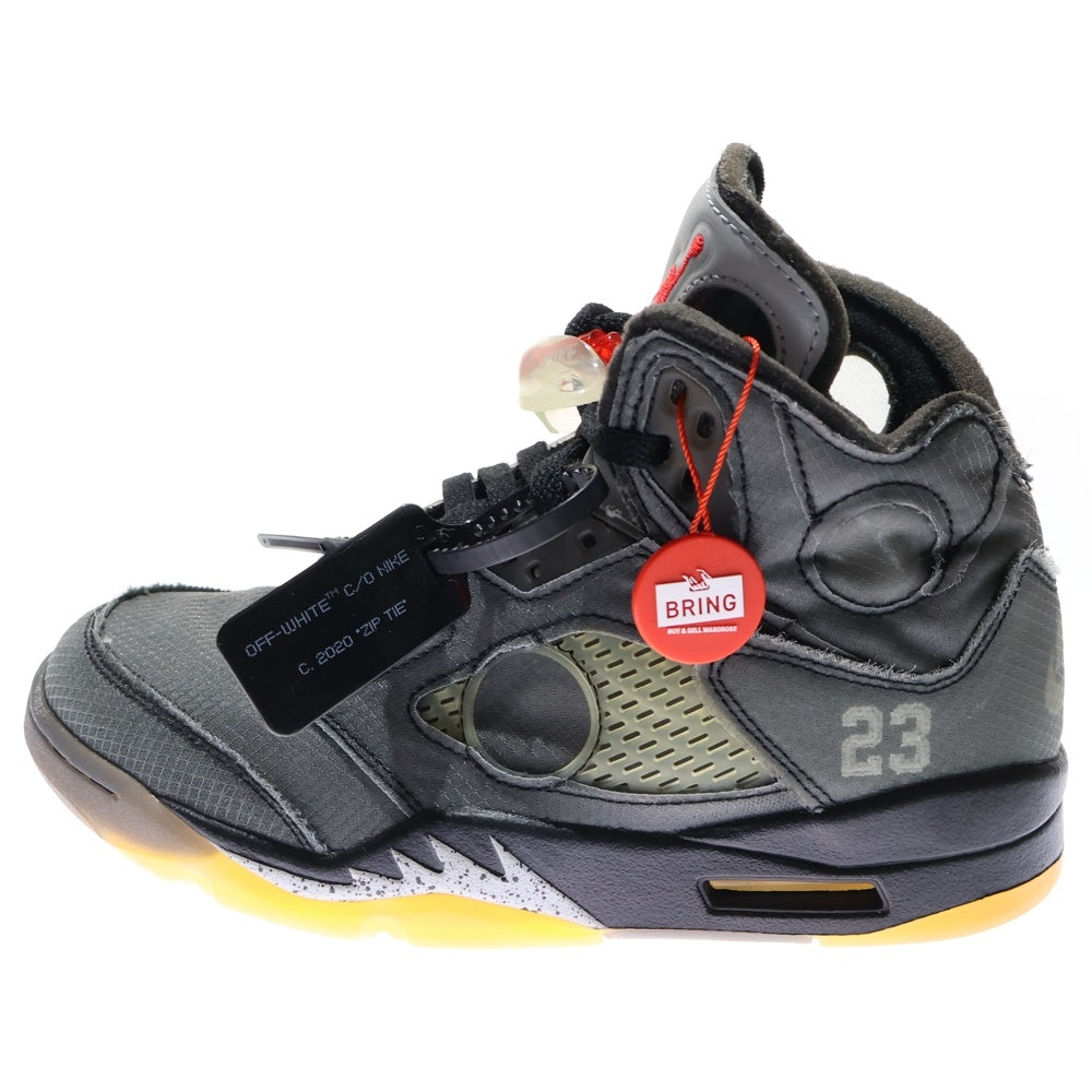 NIKE(ナイキ) ×OFF WHITE AIR JORDAN 5 RETRO SP オフホワイト エアジョーダン5 レトロ ハイカットスニーカー グレー US7.5/25.5cm CT8480-001