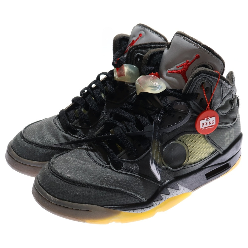 NIKE(ナイキ) ×OFF WHITE AIR JORDAN 5 RETRO SP オフホワイト エアジョーダン5 レトロ ハイカットスニーカー グレー US7.5/25.5cm CT8480-001