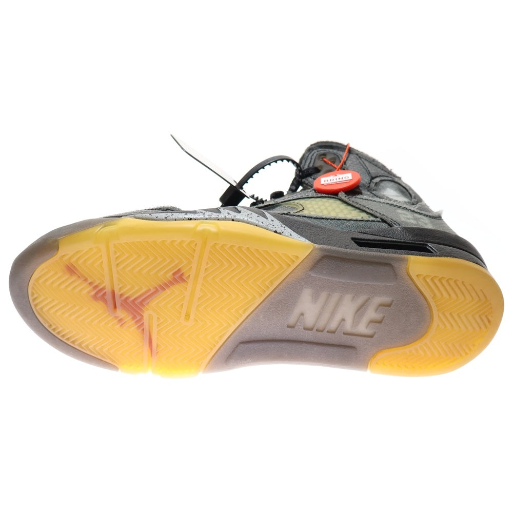 NIKE(ナイキ) ×OFF WHITE AIR JORDAN 5 RETRO SP オフホワイト エアジョーダン5 レトロ ハイカットスニーカー グレー US7.5/25.5cm CT8480-001