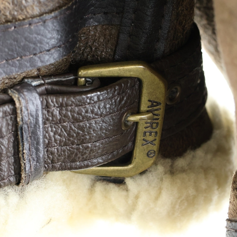 AVIREX(アヴィレックス) B-3 シープスキン ムートン ボア フライトジャケット ブラウン AC-17555