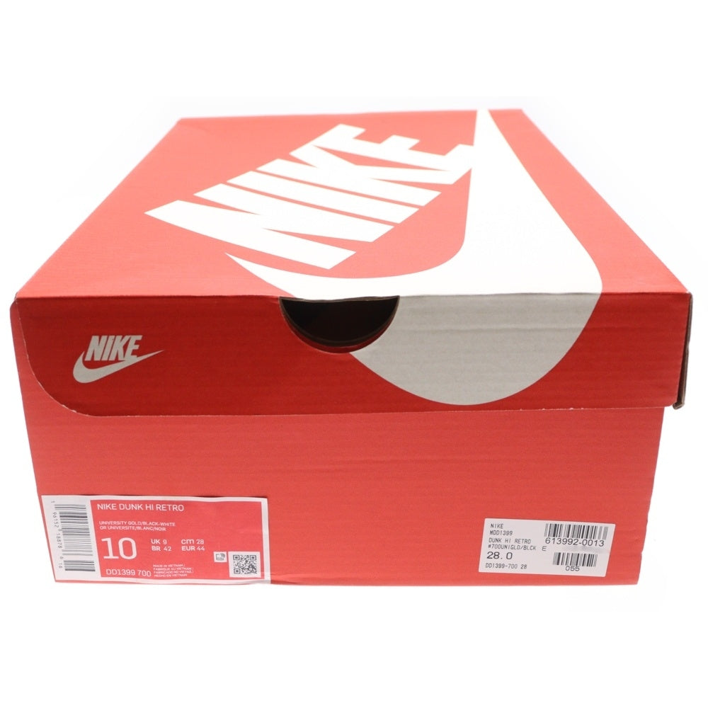 NIKE(ナイキ) DUNK HIGH University Gold and Black ダンク ユニバーシティ ゴールド イエロー/ブラック ハイカットスニーカー US10/28cm DD1399-700