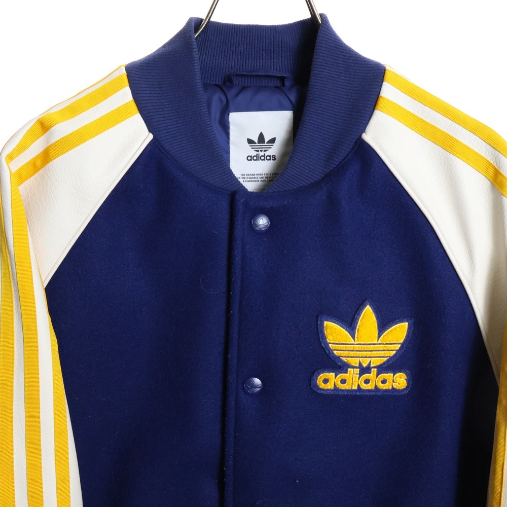 adidas(アディダス) SST VARSITY トレフォイルロゴパッチ スタジャン ジャケットブルゾン ブルー/ホワイト IL2574
