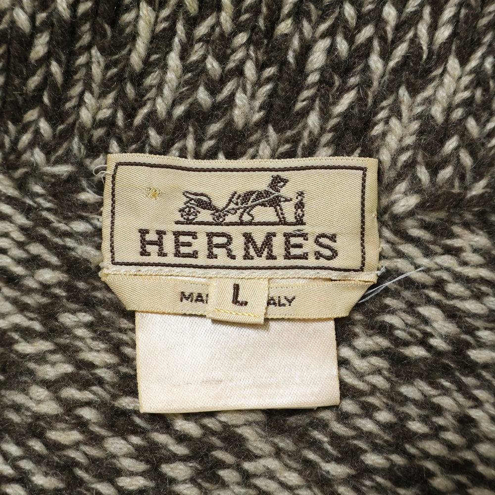 HERMES(エルメス) Cashmere Half Zip Knit カシミヤ ハーフジップ エルボーパッチ ニット セーター ブラウン