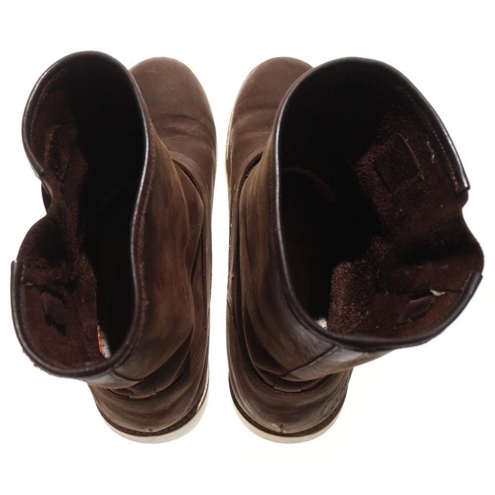 DIESEL(ディーゼル) ロゴ刻印 アジャスター レザーミドルブーツ ブラウン