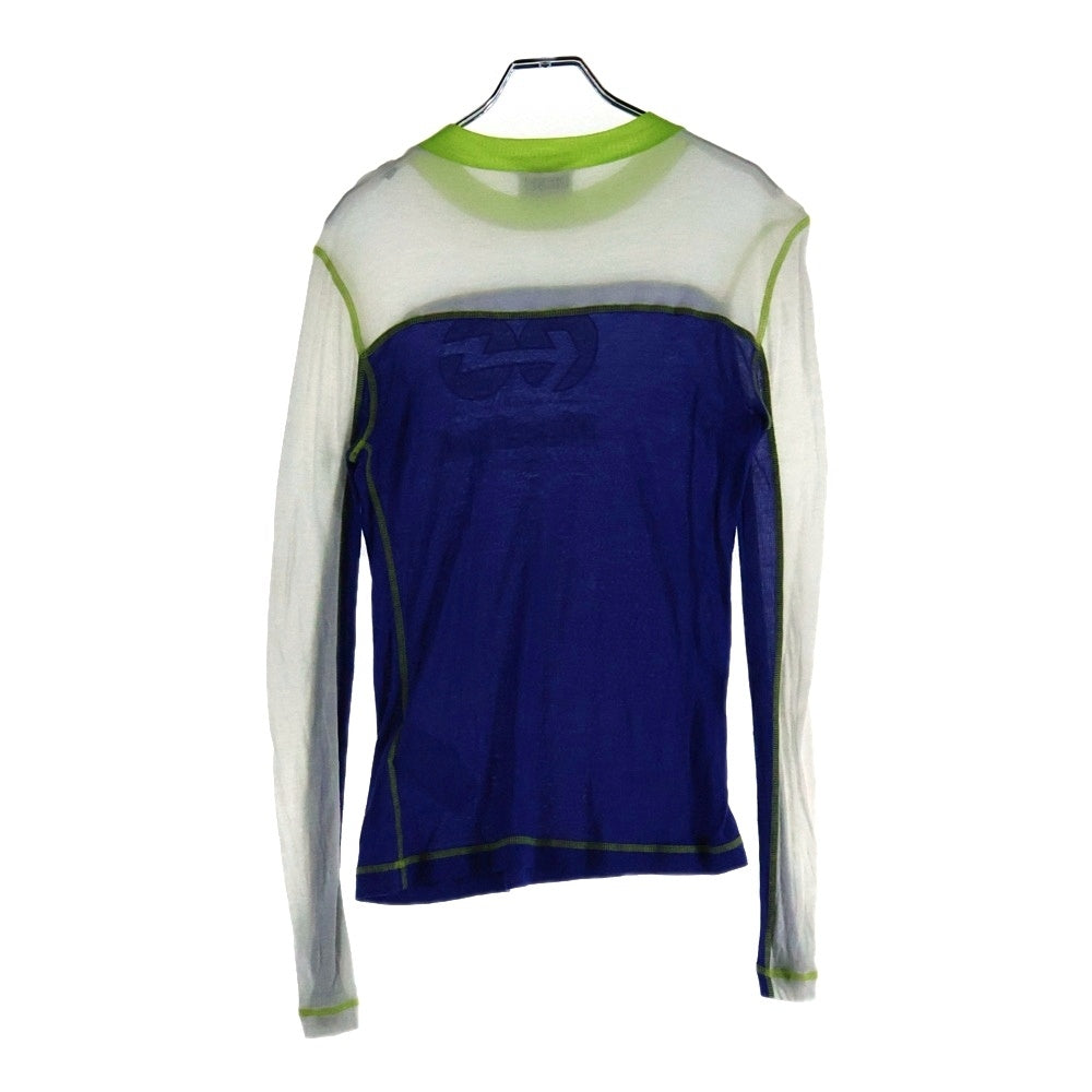 DIESEL(ディーゼル) T-ANTO MAGLIETTA フロントプリント モックネック 長袖Tシャツ カットソー レディース ブルー/ホワイト A06578