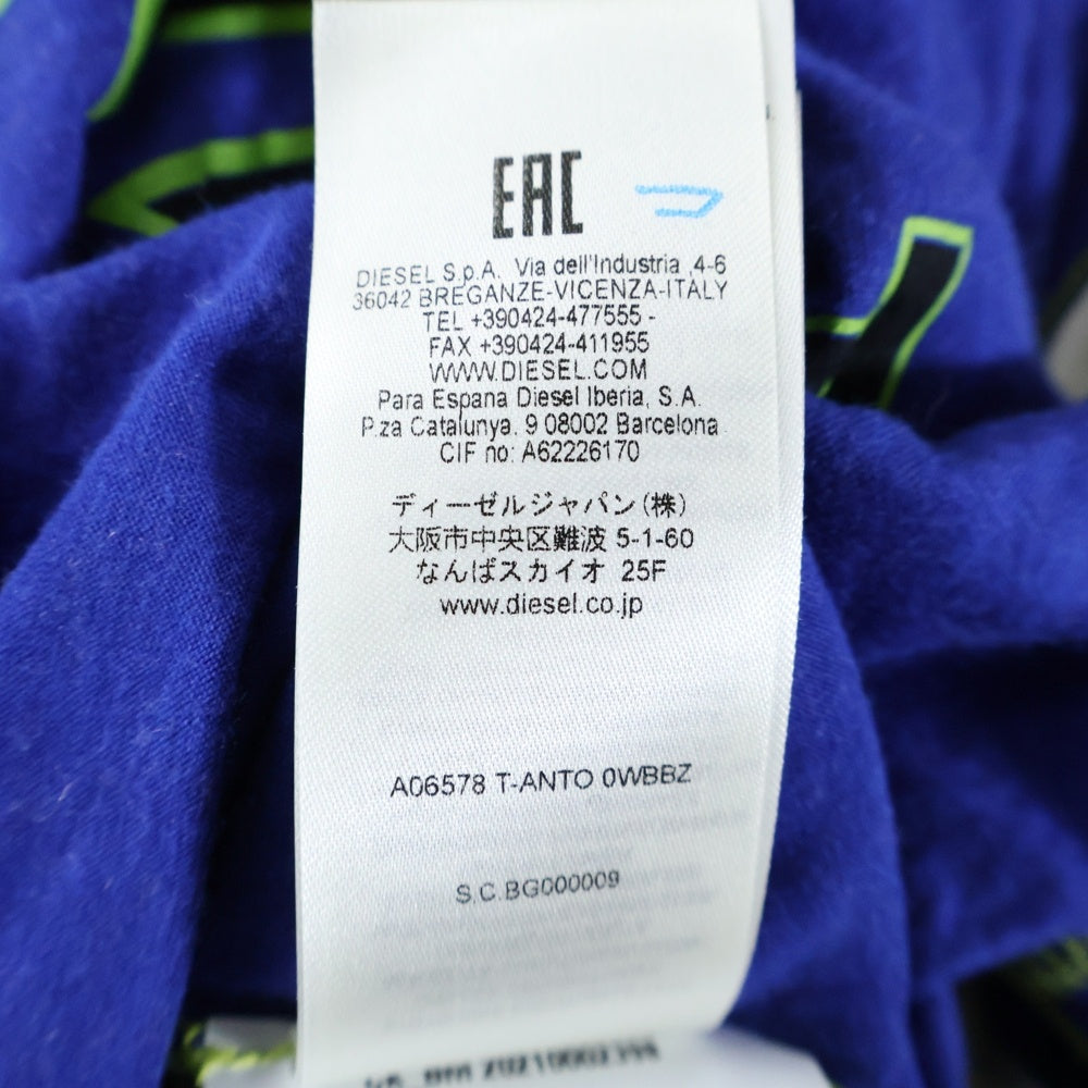 DIESEL(ディーゼル) T-ANTO MAGLIETTA フロントプリント モックネック 長袖Tシャツ カットソー レディース ブルー/ホワイト A06578