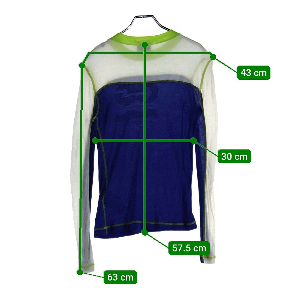 DIESEL(ディーゼル) T-ANTO MAGLIETTA フロントプリント モックネック 長袖Tシャツ カットソー レディース ブルー/ホワイト A06578