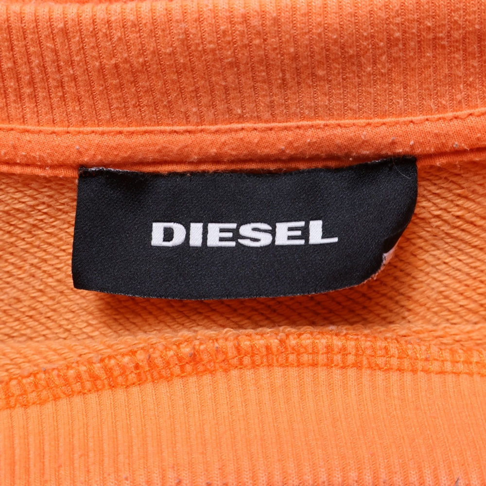 DIESEL(ディーゼル) S-MART-FLU FELPA フロントエンブロイダリー クルーネックスウェット トレーナー オレンジ A01153