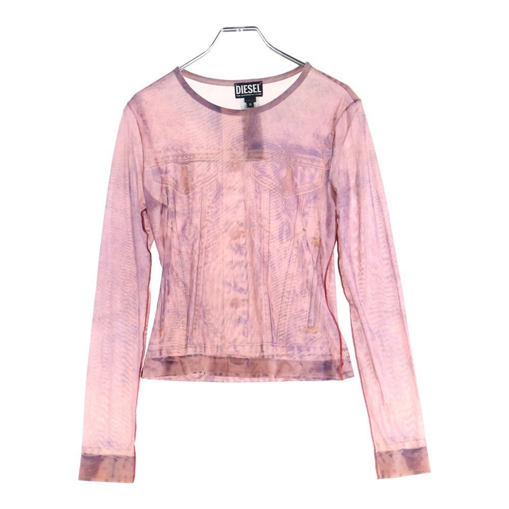 DIESEL(ディーゼル) T-CLAU-D1 トロンプルイユ シースルー ロングスリーブ トップス レディース ピンク A05906