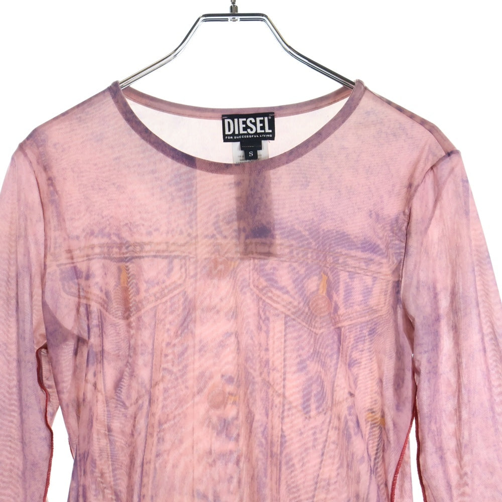 DIESEL(ディーゼル) T-CLAU-D1 トロンプルイユ シースルー ロングスリーブ トップス レディース ピンク A05906