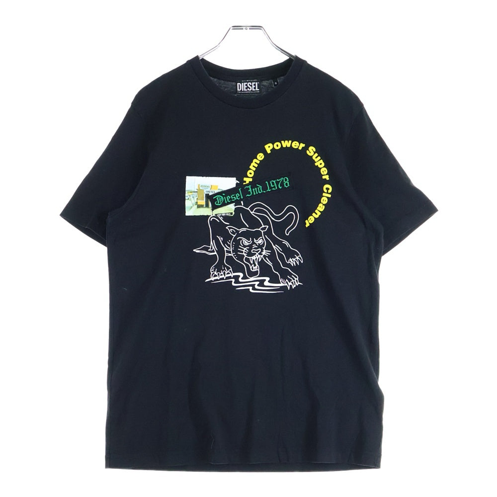 DIESEL(ディーゼル) T-JUST-B60 フロントプリント 半袖Tシャツ カットソー ブラック A02977